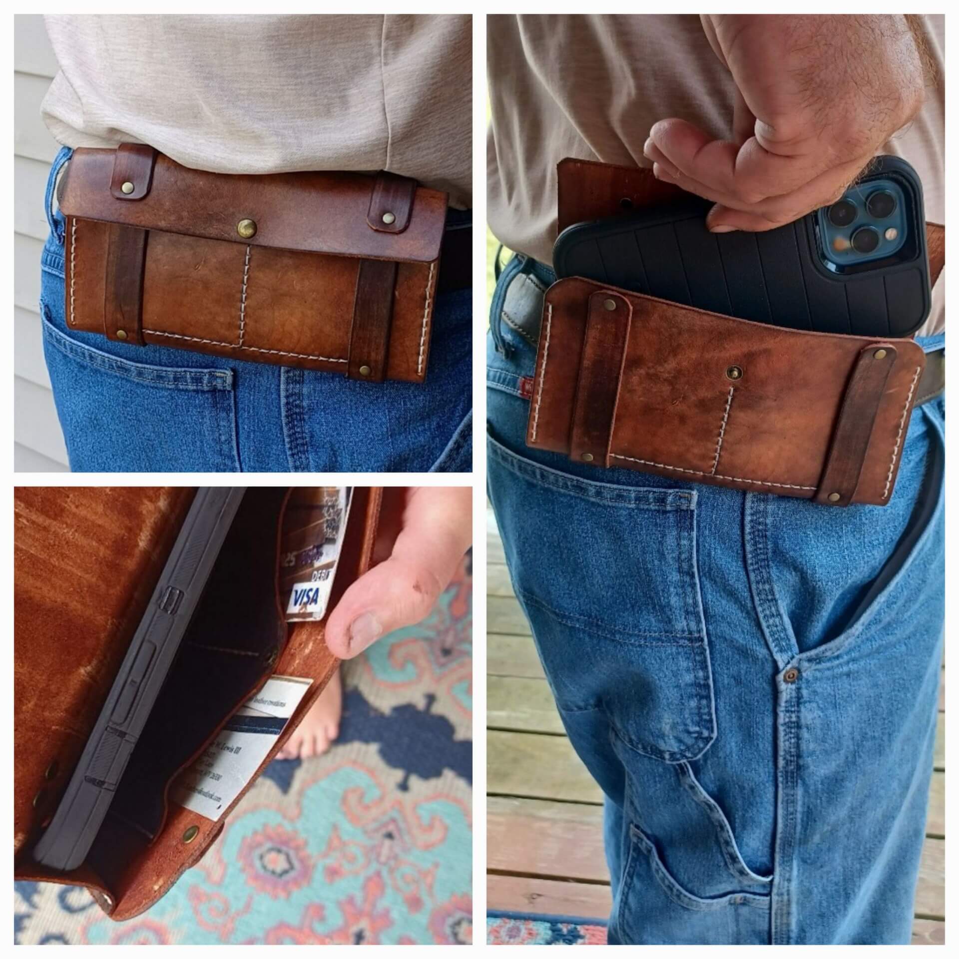 Custom leather piece with local dye blend — Mid-Atlantic craft tradition.